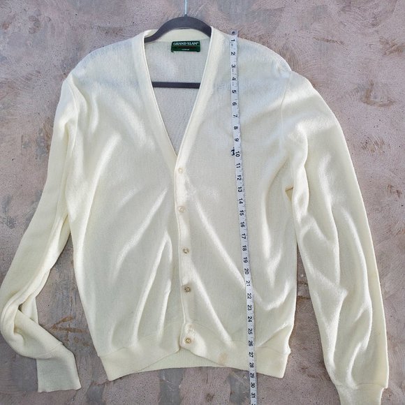 Vintage Grand Slam Cream Cardigan Made in USA Size Large - Picture 12 of 15